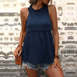 Solid Color Halter Neck Sleeveless Tanks