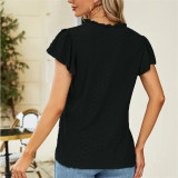 Jacquard V-Neck Short Sleeve T-Shirts