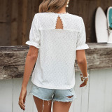 White Round Neck Lace Shirts