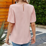 Flare Sleeves Round Neck T-Shirts Tops