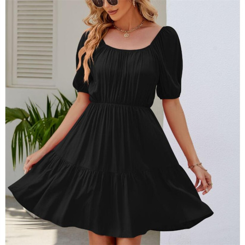 Bubble Sleeve Square Neck Mini Dress