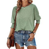 Solid Color Round Neck Short Sleeve T-Shirts