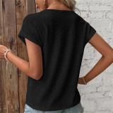 Lace V-Neck Jacquard T-Shirts