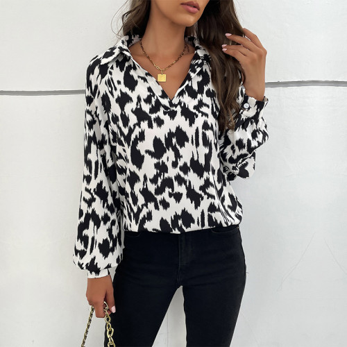 Polo Collar Long Sleeve Printed Shirts