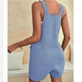 Solid Color Sleeveless Strap Jumpsuits