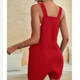Solid Color Sleeveless Strap Jumpsuits