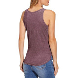Summer Sleeveless Button Up Sports Tank Top T-shirt