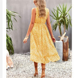 Floral Print V-Neck Sleeveless Maxi Dress