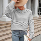 Solid Color Knit Long Sleeve Hollow Sweaters
