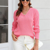 V-Neck Knitted Pullover Sweaters