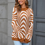 Half High Neck Knitted Leopard Pattern Sweaters