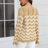 Long Sleeve Wave Pattern Hollow Sweaters