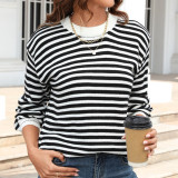 Striped Contrasting Cross-Border Long Sleeved Sweater