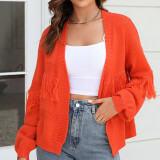 Short Knit Cardigan Tassel Sweater