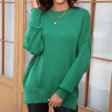 Loose Solid Round Neck Knit Pullover Sweater