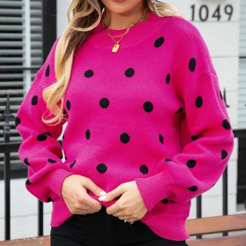 Knit Dot Pullover Large Sweater