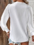 Autumn Long Sleeved V-neck Lace Patchwork Shirt