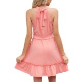 Summer Halter Sleeveless Cute Ruffle Mini Dress
