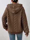 Women's Pullover Sweater Flannel Hooded Lloose Plush Jacket