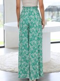 Wide Leg Pants Print Casual High Waist Trousers with Pockets