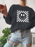 Smiling Face Pattern Round Neck Long Sleeved Sweater