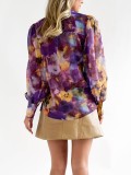 Personalized Tie Dyed V-neck Long Sleeved Button Up Shirt