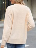 Round Neck Fried Dough Twists Solid Color Knitting Top