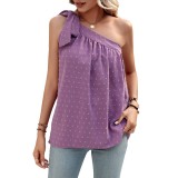 One Shoulder Summer Bow Knot Sleeveless Tank Tops