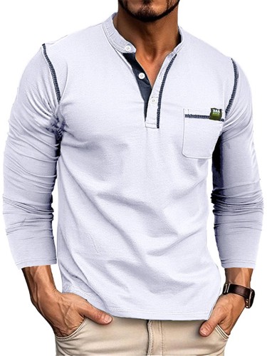 Men's Henry Colored Button Fashion Top