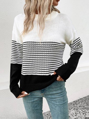 Striped Contrast Color Foreign Trade Sweater