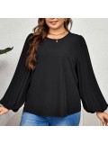 Fashionable Solid Color Long Sleeved Loose Fitting Top