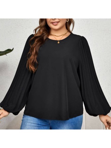 Fashionable Solid Color Long Sleeved Loose Fitting Top