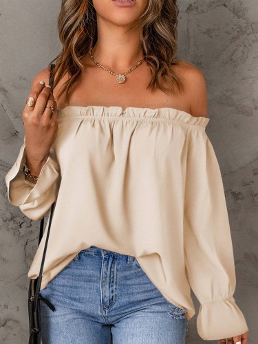 Solid Color Pullover Sexy Off Shoulder Top For Women