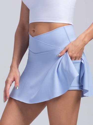 Fitness Running Short Skirts High Waist Pocket