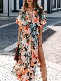 Sexy High Waist Fashion Printed Split Dress for Women