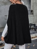 Round Neck Split Sleeves Cape Feel Casual Sweater For Women