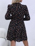 Long Sleeved Waistband Floral Dress