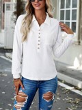 Women's Solid Color Polo Neck Casual Knit Tops
