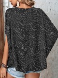 Printed Batwing Sleeved Black Shirt For Women