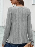 Women's Button Knitted Casual Texture Top