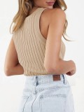Slim Fitting Head Cover Sleeveless Woolen Sweater