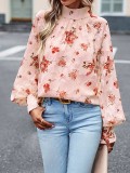 Floral Print Winter Long Sleeve Blouse Tops