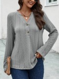 Women's Button Knitted Casual Texture Top