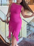 Sexy Tight Back Pleated Mid length Dress