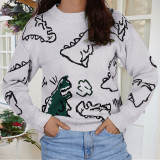 Round Neck Loose Cartoon Dinosaur Sweater