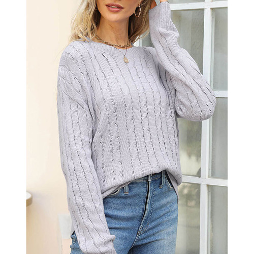 Round Neck Fried Dough Twists Pullover For Women