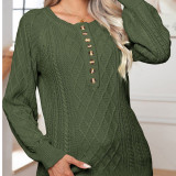 Casual Button Long Sleeve Knitting Pullover Sweater