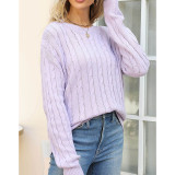 Round Neck Fried Dough Twists Pullover For Women