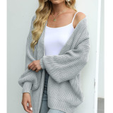 Thick Needle Knitted Sweater Cardigan With Pocket