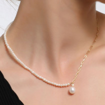 18'' Freshwater Pearl Necklace Strands Short Dainty Choker Tiny Chain Delicate Handmade Vintage Christmas Valentine Gift Jewelry Women Girls